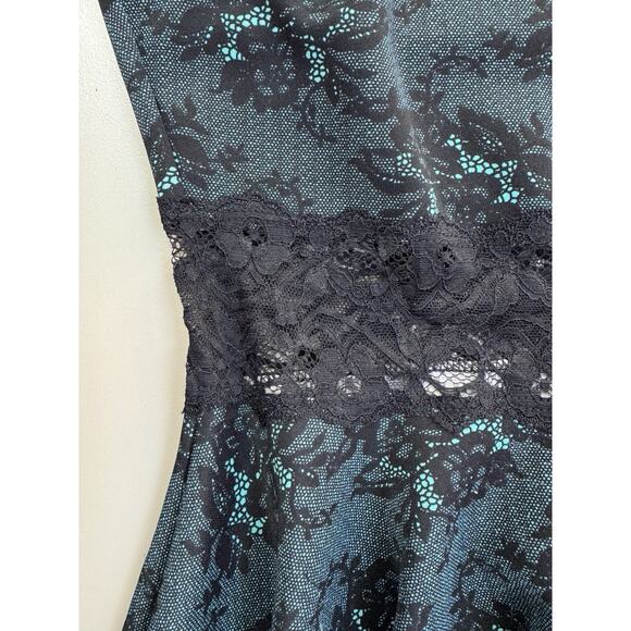 VTG Y2K Deb Womens Stretch Dress Small Green Black Lace Whimsigoth Mall Goth - Picture 9 of 12